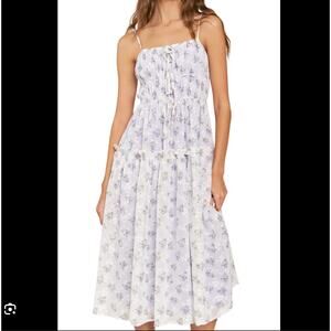 In The Beginnings Cottage Core Lavender Floral Tiered Dress Tea Party Med